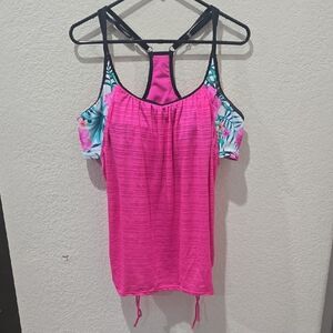 ZeroXposur Pink and Floral Bikini Swim Top